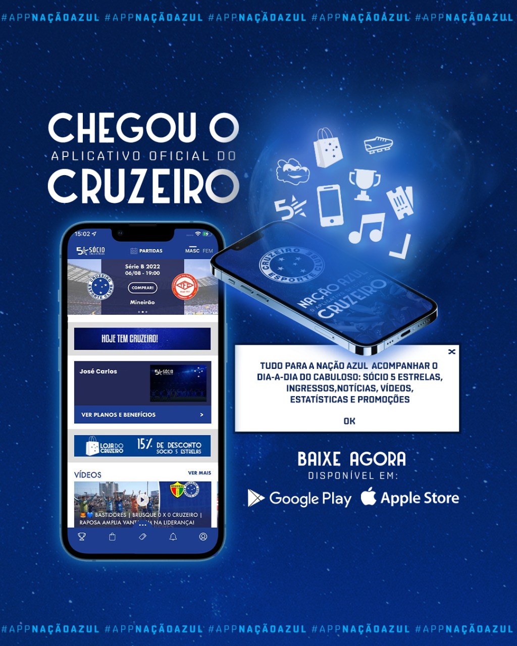 Chegou o aplicativo Nação Azul para o Cruzeiro engajar com seus torcedores